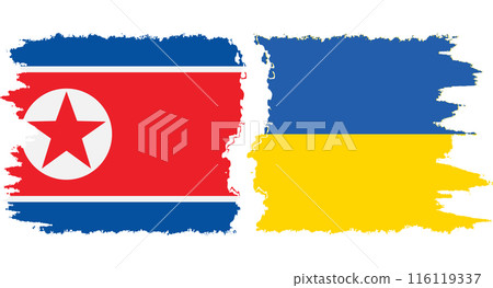 Ukraine and North Korea grunge flags connection vector Ukraine and North Korea grunge flags connection vector 116119337