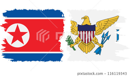 United States Virgin Islands and North Korea grunge flags connection vector 116119343