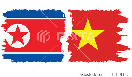 Vietnam and North Korea grunge flags connection vector Vietnam and North Korea grunge flags connection vector 116119352