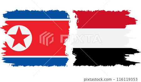Yemen and North Korea grunge flags connection vector Yemen and North Korea grunge flags connection vector 116119353