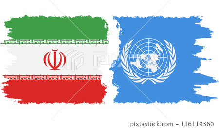 UN and Iran grunge flags connection vector UN and Iran grunge flags connection vector 116119360