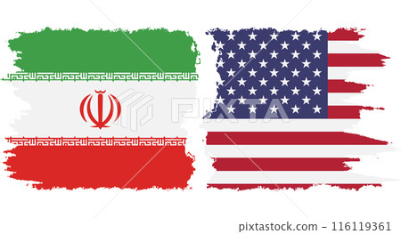 USA and Iran grunge flags connection vector USA and Iran grunge flags connection vector 116119361