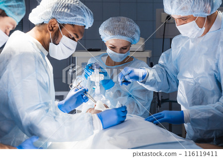 Pre oxygenation for general anesthesia. Surgery equipment 116119411