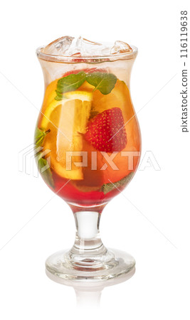 Glass with orange lemonade and ice Glass with orange lemonade and ice 116119638