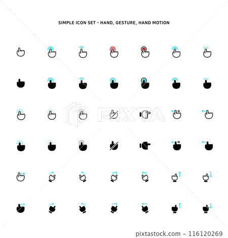 Finger motion icon related to screen touch Finger motion icon related to screen touch 116120269