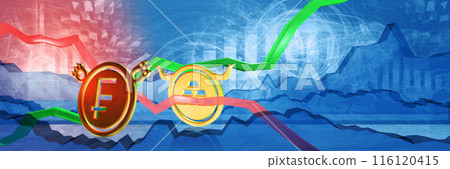 gold stock prices rise in chf. financial and banking crisis in switzerland. bullish commodity market concept. 3d illustration of expensive asset 116120415