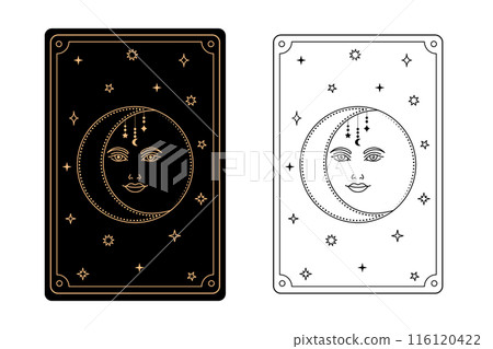 Tarot card moon. The major arcana of a deck of tarot cards. 116120422
