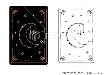 Tarot card moon. The major arcana of a deck of tarot cards. Tarot card moon. The major arcana of a deck of tarot cards. 116120437