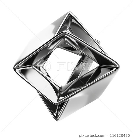 metallic geometric shape with a sleek and modern design 116120450