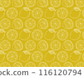 Hand-drawn seamless pattern of sliced lemon 116120794