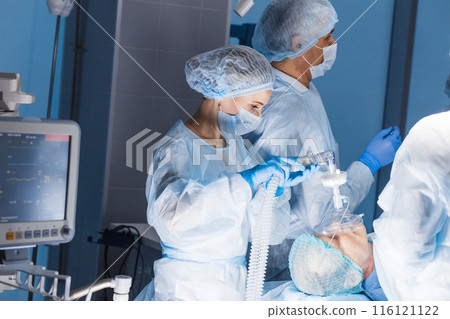 Pre oxygenation for general anesthesia. Surgery equipment 116121122