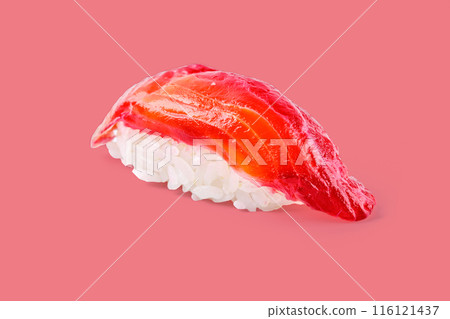appetizing sushi with smoked salmon on a red background for a food delivery site 1 appetizing sushi with smoked salmon on a red background for a food delivery site 1 116121437