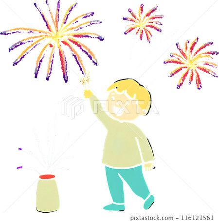 Kids playing with fireworks 116121561