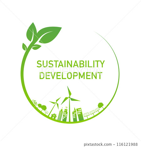 Sustainability development symbol, ESG, green energy, sustainable industry Sustainability development symbol, ESG, green energy, sustainable industry 116121988