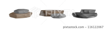3d vector elements depicting a set of black and brown stones on a white background 116122067