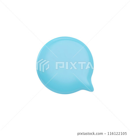 Blue round speech bubble, 3D vector art on isolated background. 116122105