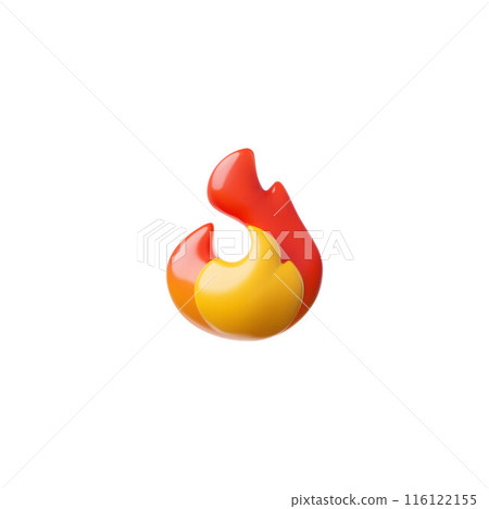 3D vector illustration of flame icon. Emoji on isolated background. 3D vector illustration of flame icon. Emoji on isolated background. 116122155