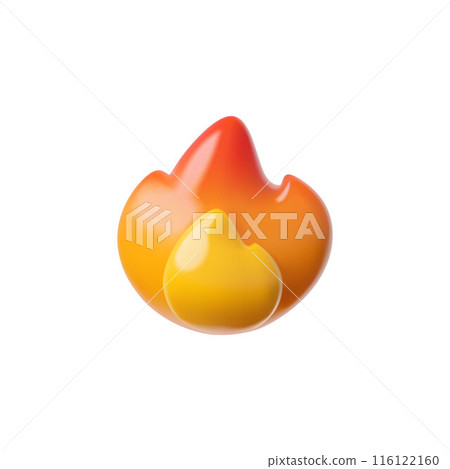 3D chat icon with fire flame on isolated background. 116122160