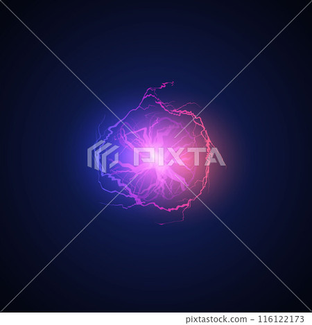 Energetic 3D ball lightning in vector graphics. Game design. 116122173