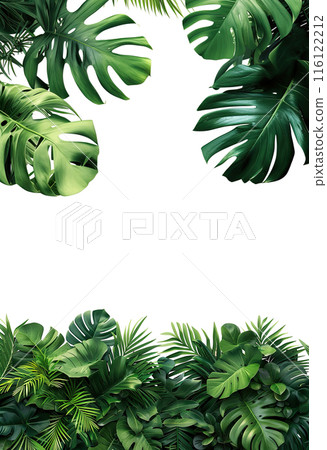 Vertical Tropical Leaf Border with White Space Vertical Tropical Leaf Border with White Space 116122212