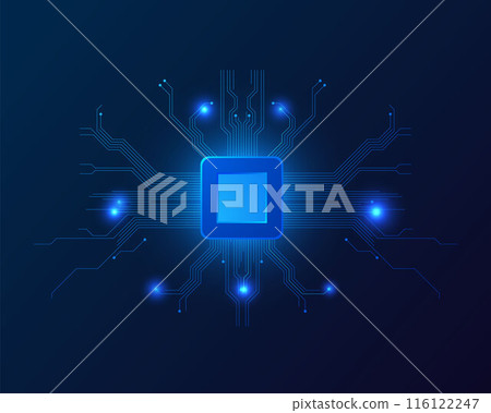 AI circuit board vector illustration, Artificial intelligence chip, central computer processors CPU, digital technology 116122247