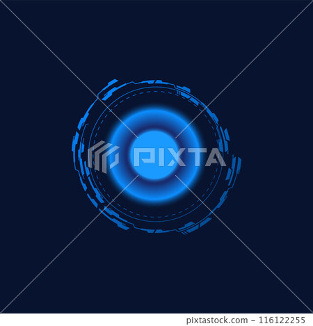 Futuristic round frame, touch effect, vector digital circuit border, virtual electronic target display, glow HUD circles 116122255