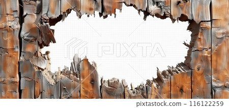Weathered Wooden Fence with Gaping Hole Weathered Wooden Fence with Gaping Hole 116122259