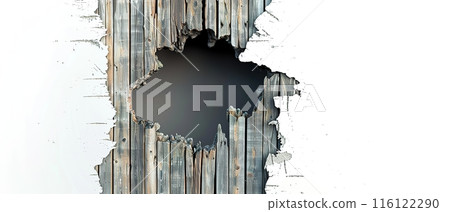 Broken White Wooden Fence with Peeling Paint Broken White Wooden Fence with Peeling Paint 116122290