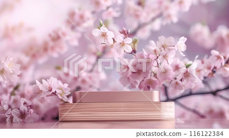 Cherry Blossom Display with Wooden Stand 116122384