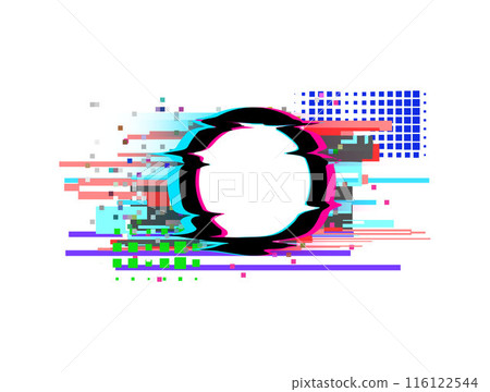 Glitch effect frame. Geometric shapes. 116122544