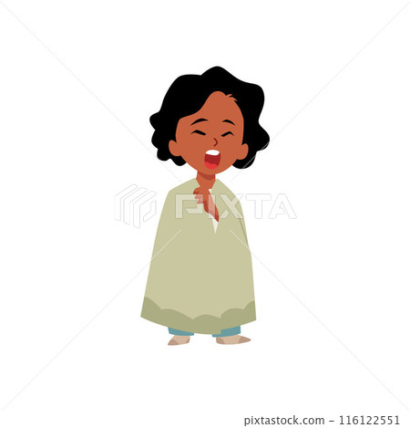 Sleepy child in pajamas, yawning. Vector illustration. 116122551