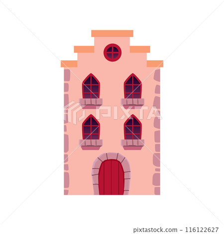 Medieval house vector icon, detailed European facade. Medieval house vector icon, detailed European facade. 116122627