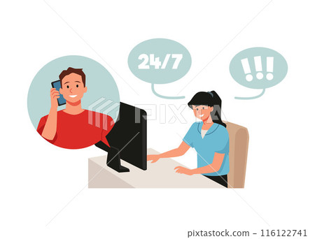 24/7 customer support vector illustration 116122741