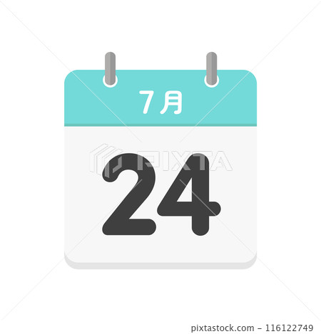 July 24th daily calendar icon - Illustration material of a Japanese calendar with the date 7/24 July 24th daily calendar icon - Illustration material of a Japanese calendar with the date 7/24 116122749