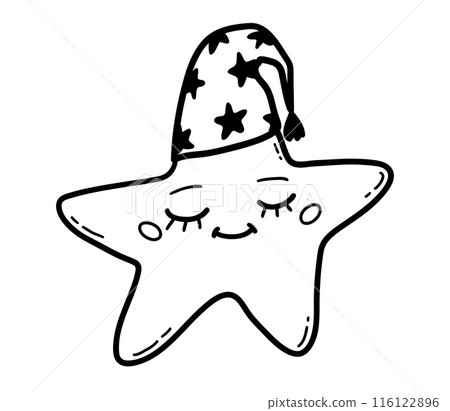 Cute Star character wearing sleeping cap Cute Star character wearing sleeping cap 116122896