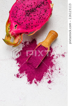Pitaya powder , dragon fruit, freeze-dried powder , top view, no people, 116123113