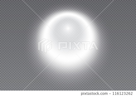 A round transparent white light spotlight placed on the wall A round transparent white light spotlight placed on the wall 116123262