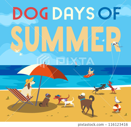 Dog Days of Summer rest on sea beach cute poster 116123416
