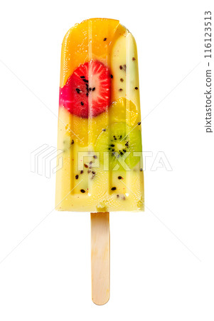 Fruit Ice Cream isolated on transparent background, summer food concept, generative ai Fruit Ice Cream isolated on transparent background, summer food concept, generative ai 116123513