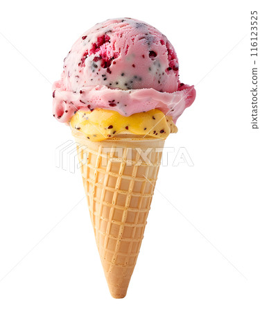 Fruit Ice Cream isolated on transparent background, summer food concept, generative ai 116123525