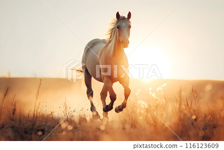 Horse in the wild, wild nature and animals concept 116123609