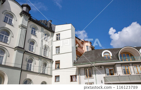 Residential buildings of the old town in Uzhhorod, Ukraine. Residential buildings of the old town in Uzhhorod, Ukraine. 116123789