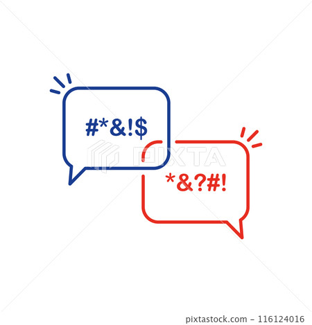 Icon Bubble of Swear and Argue. Chat Message Bubbles with Insult and Profanity. Censor and Bad Words line icon. Online Dialog, Chatting and Dirty Insult. Editable stroke. Vector illustration 116124016