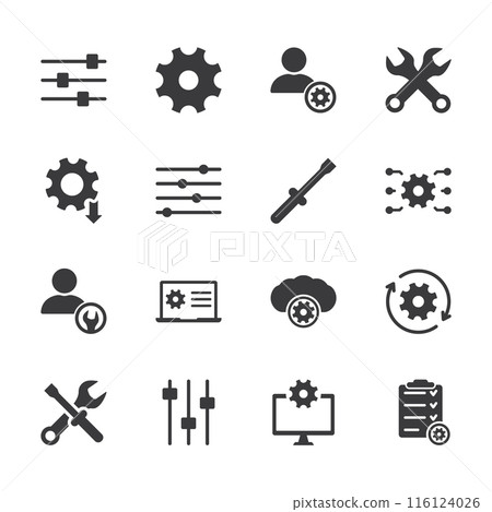 Simple Set of Setup, Repair and Settings. Gear, Screwdriver and Wrench icons. Technical Support, Settings and Options icons set. Control Panel, Tool and Interface icon. Vector illustration Simple Set of Setup, Repair and Settings. Gear, Screwdriver and Wrench icons. Technical Support, Settings and Options icons set. Control Panel, Tool and Interface icon. Vector illustration 116124026