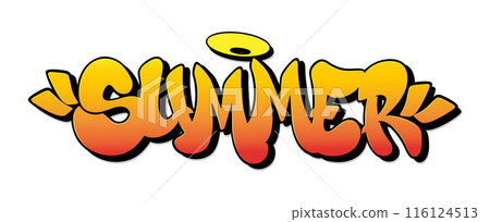 Summer in graffiti style label lettering. Vector illustration Summer in graffiti style label lettering. Vector illustration 116124513