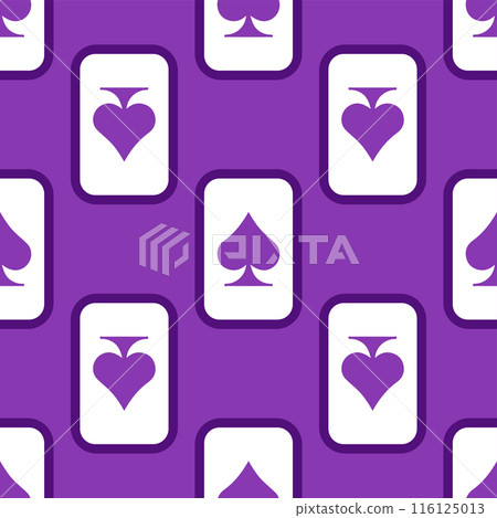 Purple falling playing cards seamless pattern. Poker and Wonderland. Purple falling playing cards seamless pattern. Poker and Wonderland. 116125013