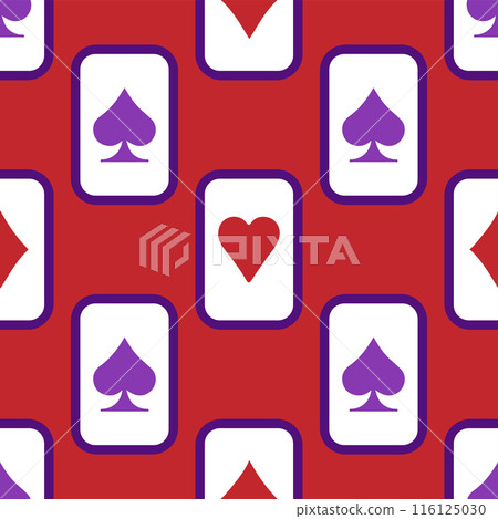 Purple falling playing cards seamless pattern. Poker and Wonderland. 116125030