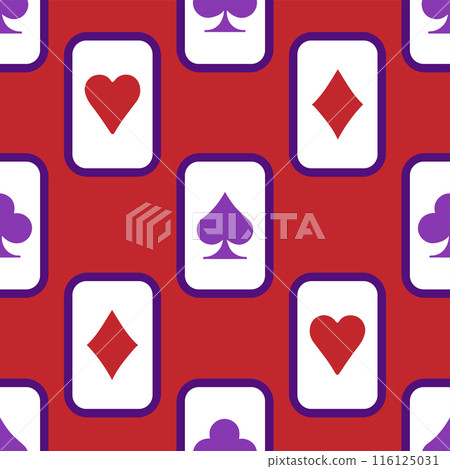 Purple falling playing cards seamless pattern. Poker and Wonderland. 116125031