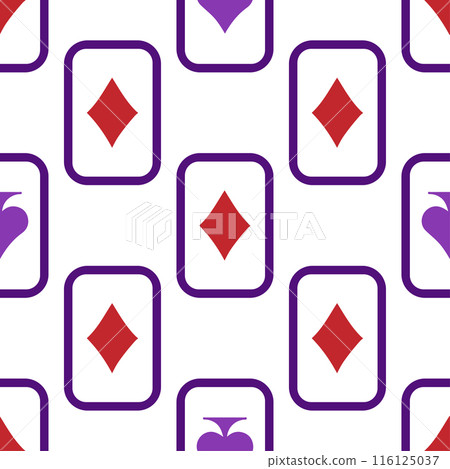 Purple falling playing cards seamless pattern. Poker and Wonderland. 116125037