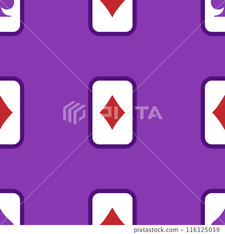 Purple falling playing cards seamless pattern. Poker and Wonderland. 116125039
